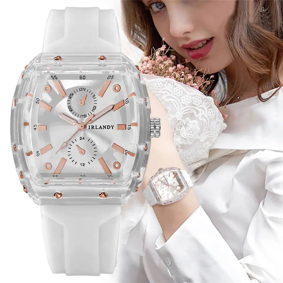 Orologi da donna alla moda Orologi da polso al quarzo da donna con cinturino in silicone casual per ragazze Orologio Reloj Mujer (senza scatola)