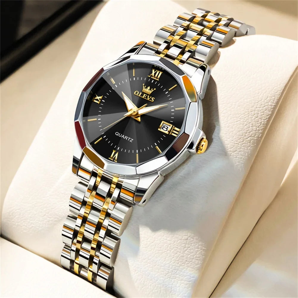 OLEVS 9931 Elegante Orologio da Donna di Lusso, Marca Originale, Movimento al Quarzo, Impermeabile, in Acciaio Inossidabile, Luminoso con Data