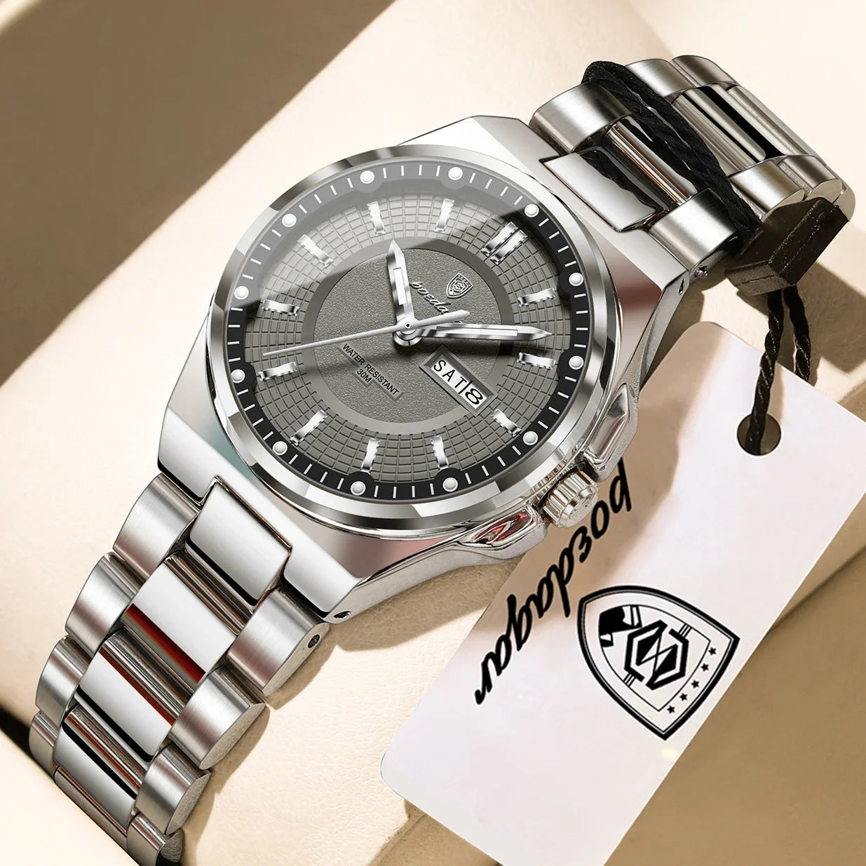 Orologio da Donna POEDAGAR Elegante con Data e Giorno della Settimana, Movimento al Quarzo, Acciaio Inossidabile, Luminoso e Impermeabile