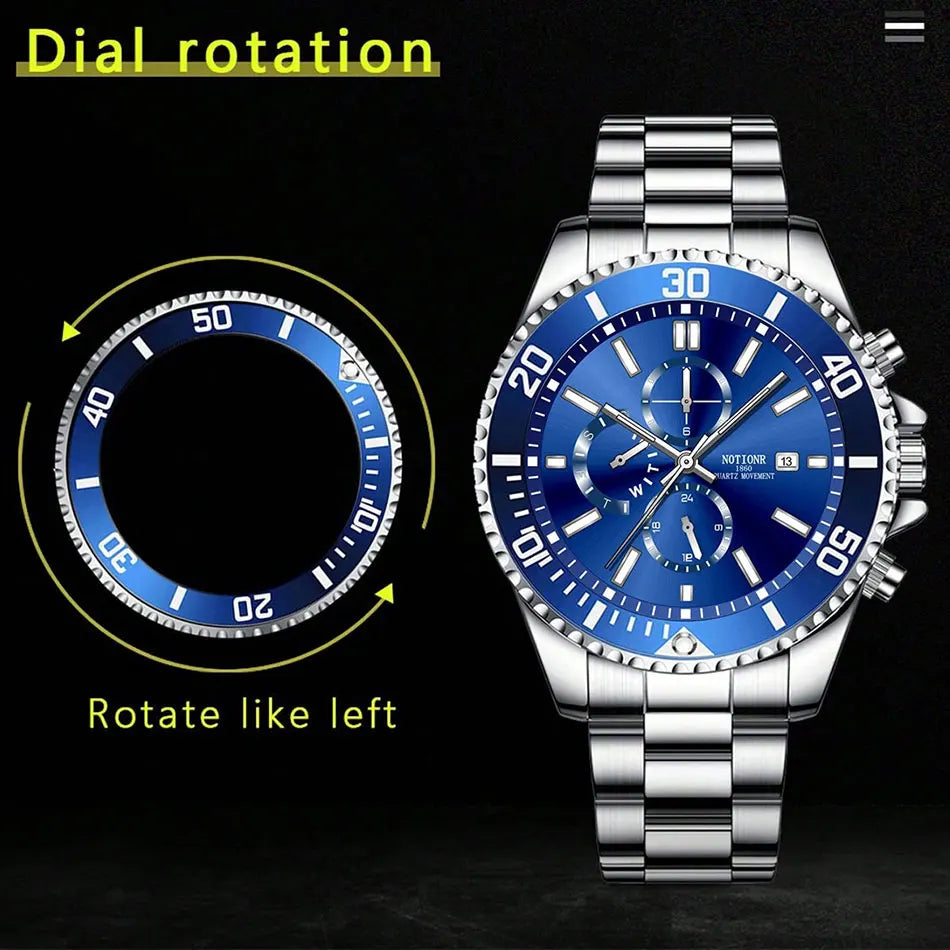 Orologi da lavoro da uomo di lusso Orologio da uomo al quarzo argento Orologio luminoso maschile
