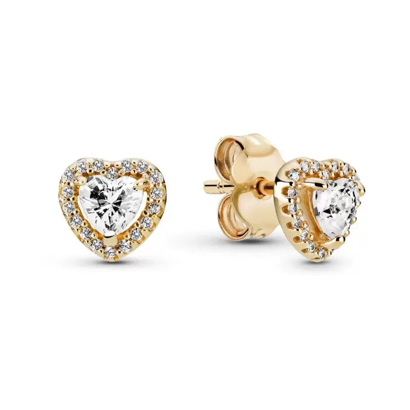 Orecchini in Argento Puro 925 con Zirconi a Forma di Cuore, Stella, Luna e Cerchio, Gioielli per Donne, Regalo per Compleanno, Festa della Mamma, Accessori