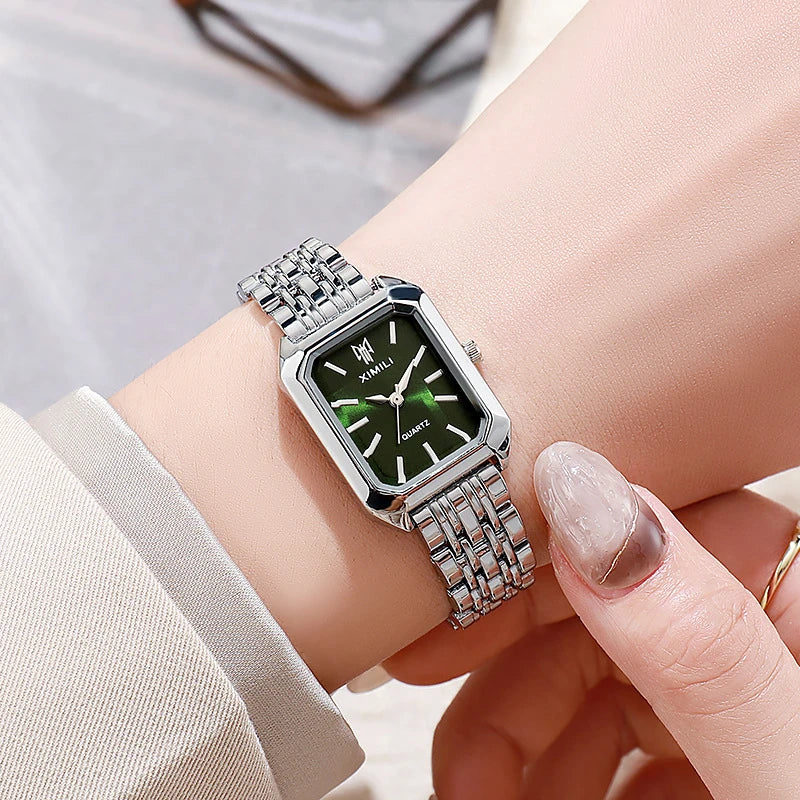 2025 Orologio da polso con cinturino in acciaio inossidabile di marca calda Orologio da polso al quarzo regalo di lusso da donna Orologio da polso al quarzo quadrato semplice moda studente