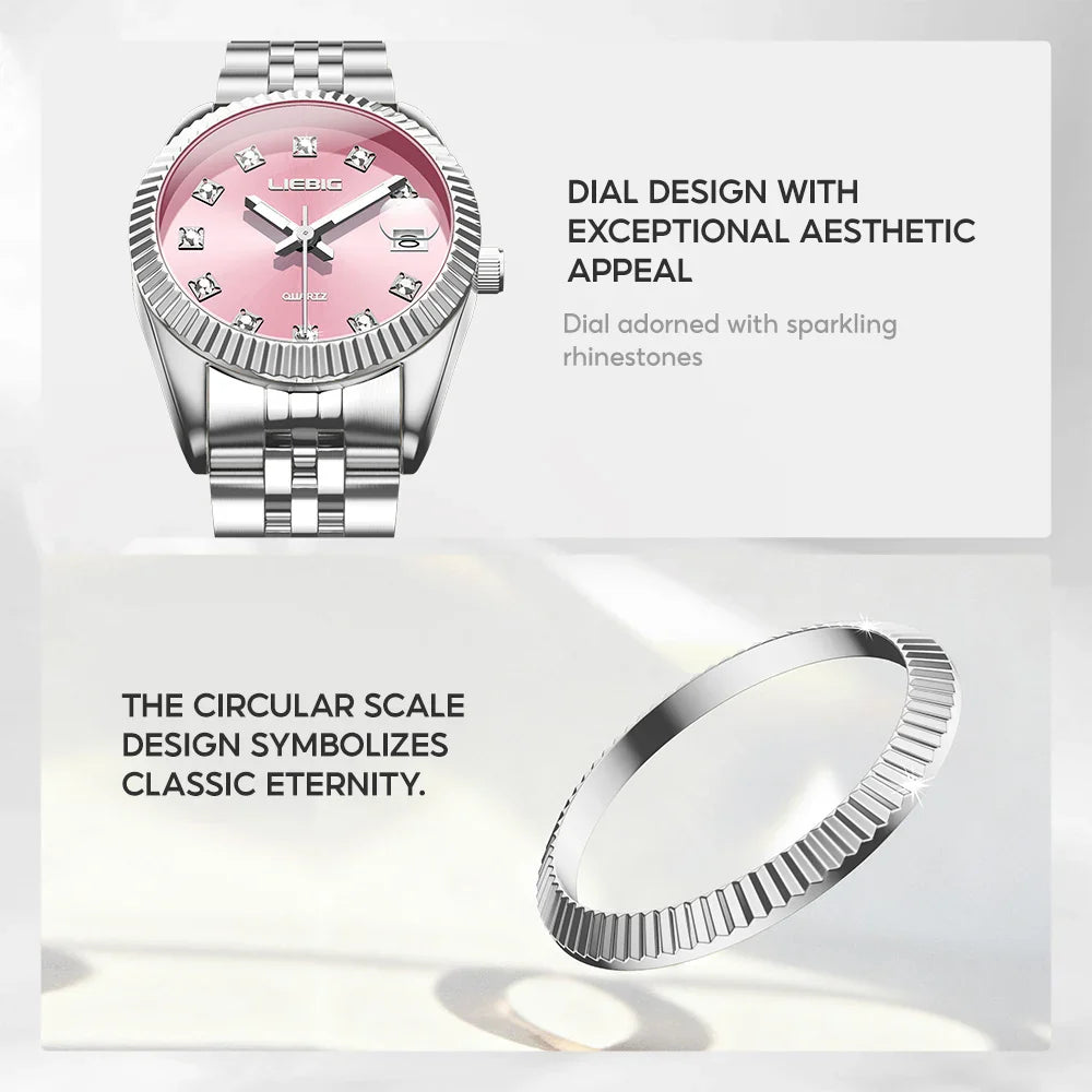 LIEBIG orologi da polso al quarzo eleganti di lusso delle migliori marche orologi automatici di moda per le donne orologio con cinturino in acciaio inossidabile Reloj Mujer