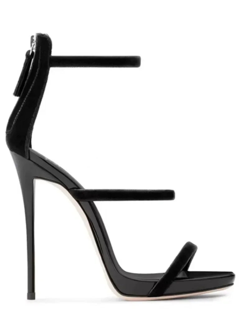 2025 New Luxury Womens Shoes Summer Sexy Stiletto High Heel Pumps Fashion High-quality Banquet Zipper Strap High Sandals Zapatos