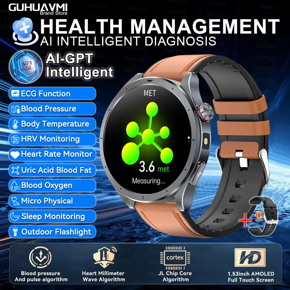 Nuovo Smartwatch 2026 per Analisi del Grasso Corporeo, ECG+PPG, Acido Urico, Pressione Sanguigna, Ossigeno nel Sangue, Orologio con Chiamate per Uomini e Donne