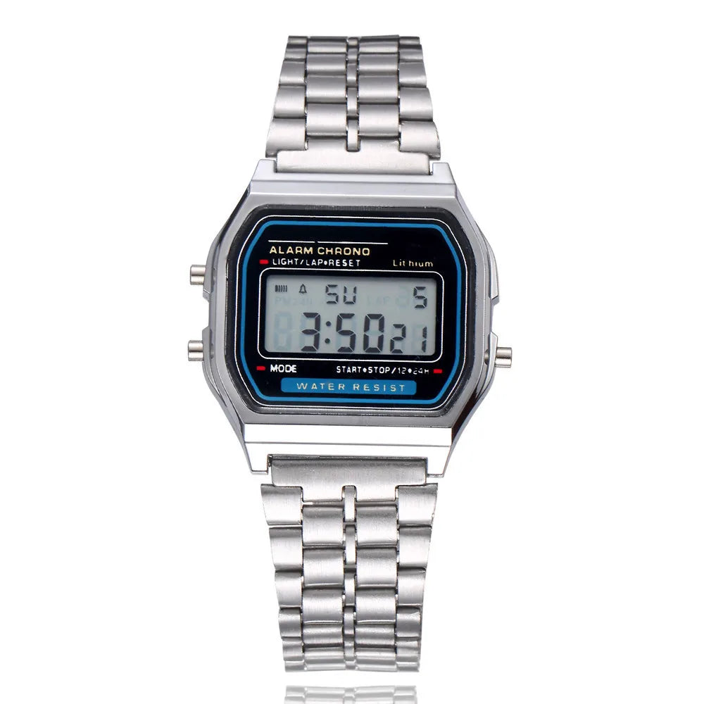 Elegante orologio digitale da donna Orologio da polso elettronico da donna d'affari in acciaio inossidabile oro argento Orologio da uomo Zegarek Damski