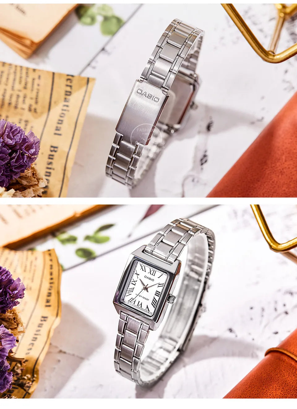 Orologio Casio da donna set di lusso delle migliori marche Orologio da donna al quarzo impermeabile 30 m Forma tonneau Acciaio inossidabile Ste reloj mujer LTP-V007D-