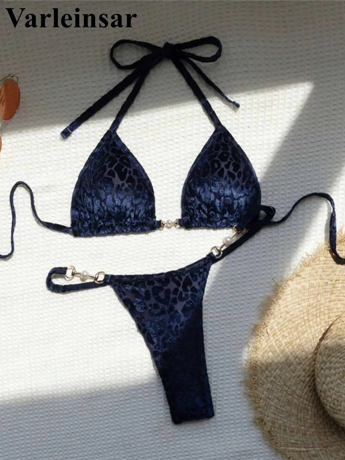 S-XL Leopard Halter Mini Micro Perizoma Bikini Donna Costumi da bagno Costume da bagno femminile Bikini a due pezzi Bagnante Costume da bagno Swim V5207
