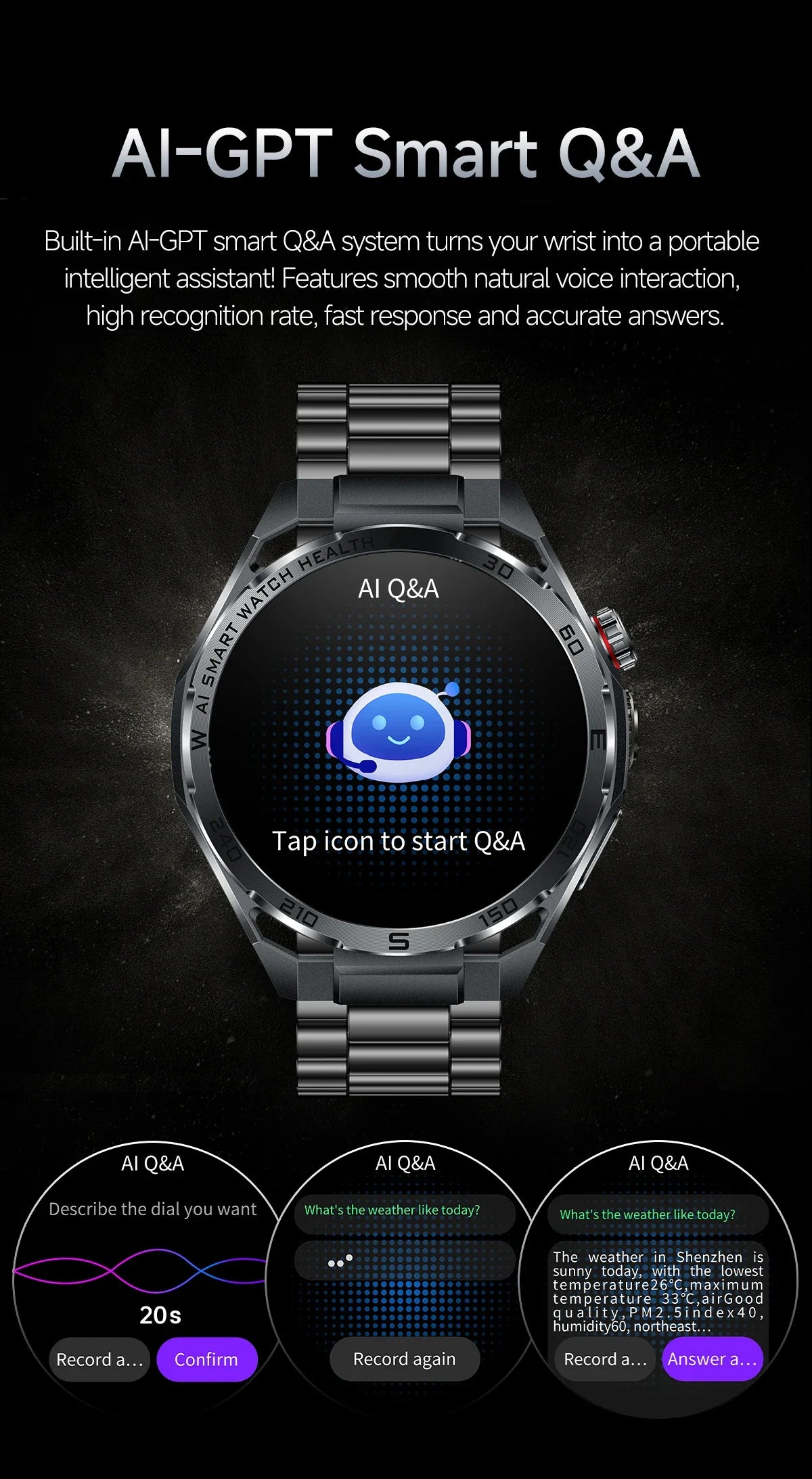 Nuovo Smartwatch 2026 con Analisi AI del Grasso Corporeo, ECG+PPG, Acido Urico, Pressione Sanguigna, Ossigeno nel Sangue, Chiamate, Schermo AMOLED per Uomini e Donne