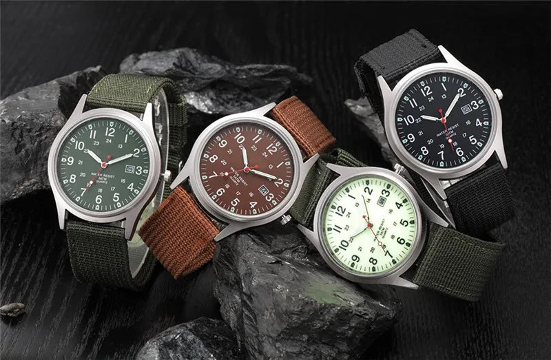Ragazzi marca orologi economici uomo moda casual cinturino in nylon sport esercito regali data orologio da polso al quarzo fluorescente Relogio Masculino