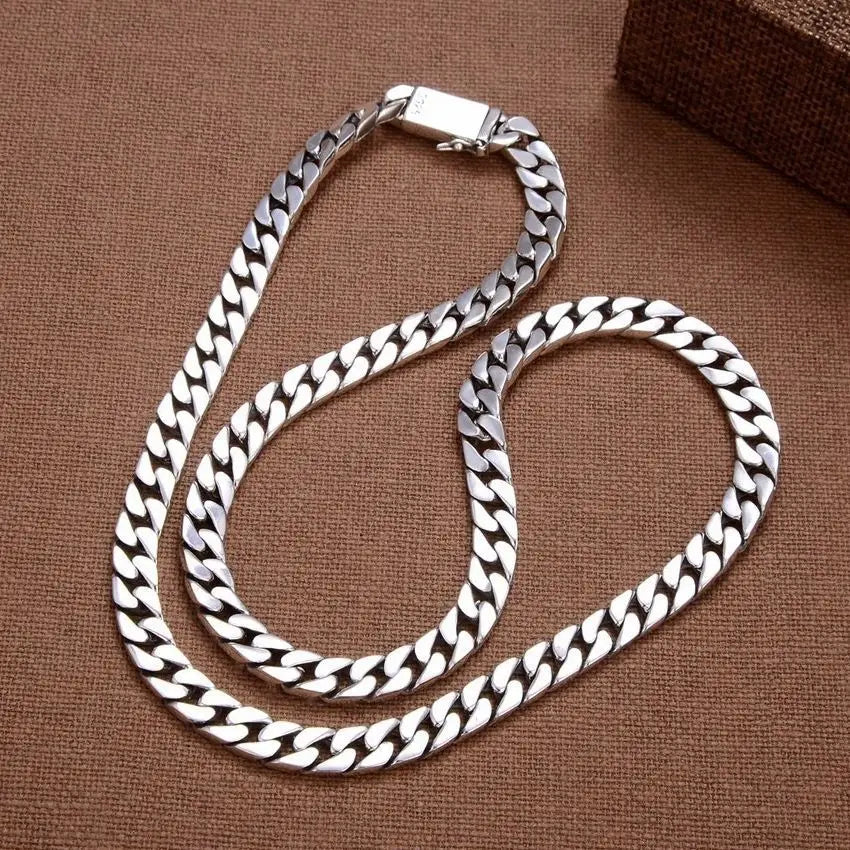 100% S925 Collana in argento sterling Bracciale Punk S925 Gioielli in argento Non sbiadisce mai Carry certificato Uomo Donna Gioielli Regali