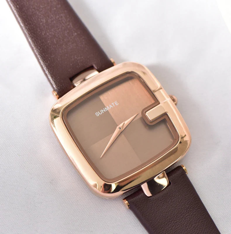 Elegante orologio da donna con movimento al quarzo in stile minimalista nordico ultrasottile con cinturino in vera pelle alla moda e confezione regalo