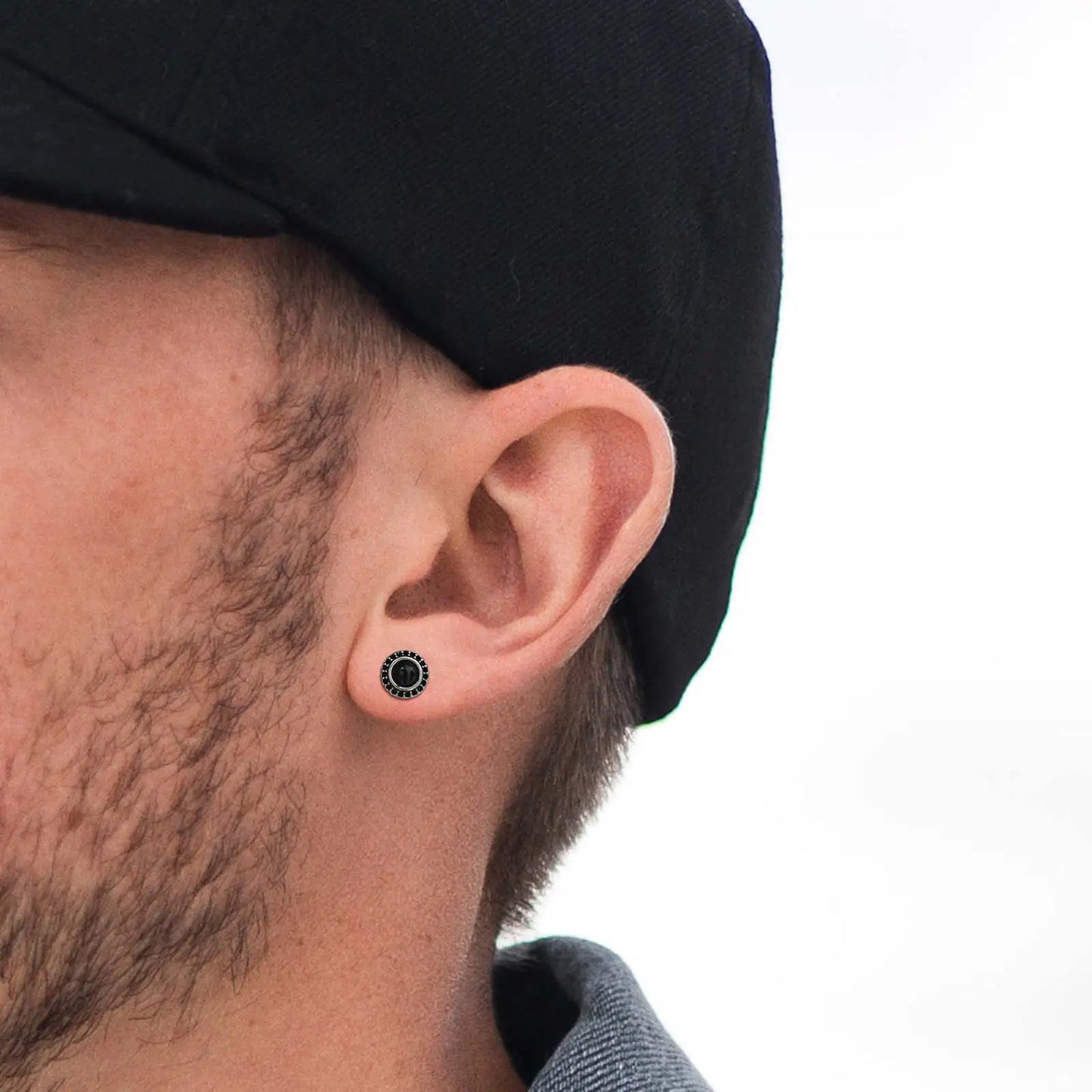 Nuovi piccoli orecchini rotondi da uomo in pietra naturale, semplici orecchini a bottone in metallo in acciaio inossidabile, regalo di gioielli cool hip hop