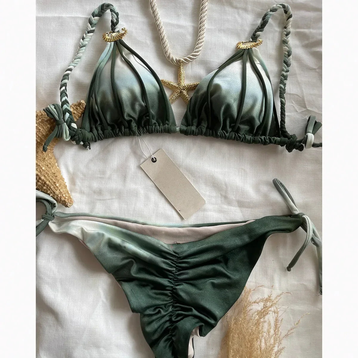 Nuovo bikini sexy tie-dye a due pezzi per donna, accessori per costumi da bagno