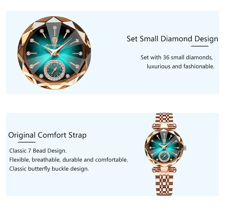 POEDAGAR Orologi al quarzo da donna eleganti di lusso Orologio impermeabile in acciaio inossidabile per donna Orologio da polso da donna alla moda casual reloj