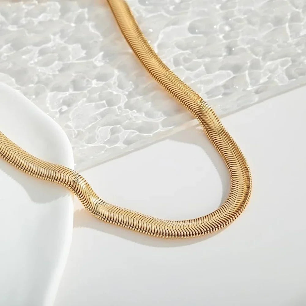 Collana lunga a catena a serpente di moda Uomo Donna Catene a maglie color oro in acciaio inossidabile Set di gioielli punk di base all'ingrosso