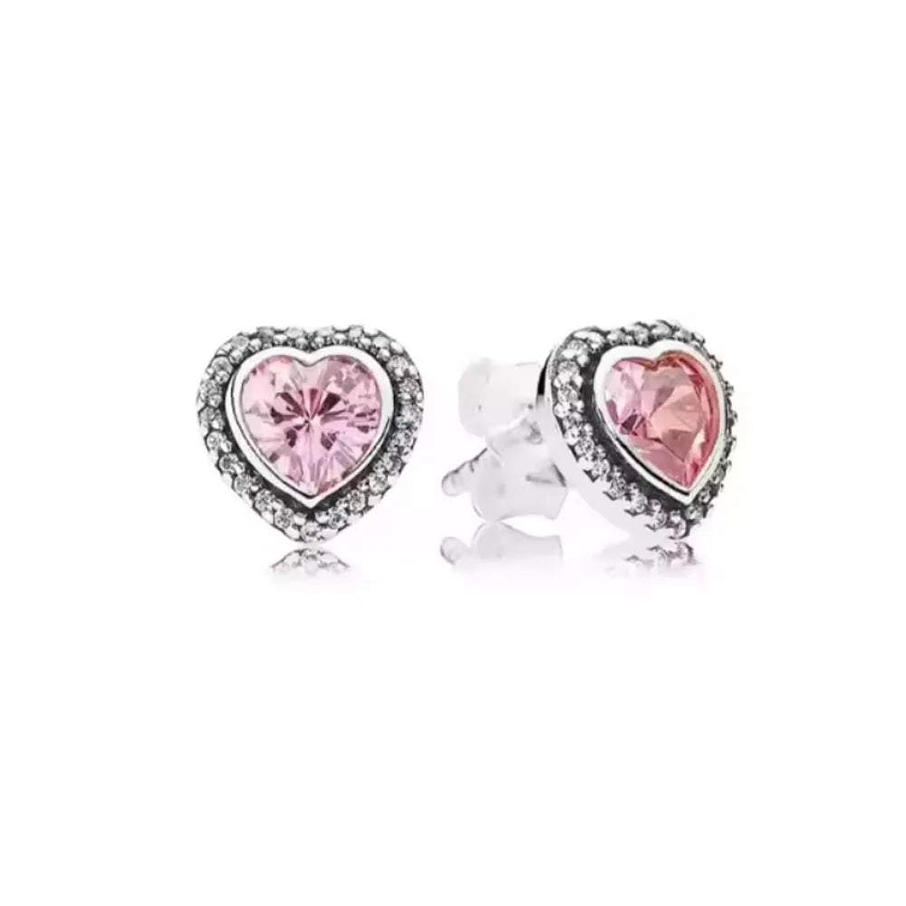 Orecchini e Ciondolo con Zirconi Scintillanti, Combinazione Fiore di Ciliegio e Farfalla, Orecchini in Argento 925, Regalo Ideale per Donne