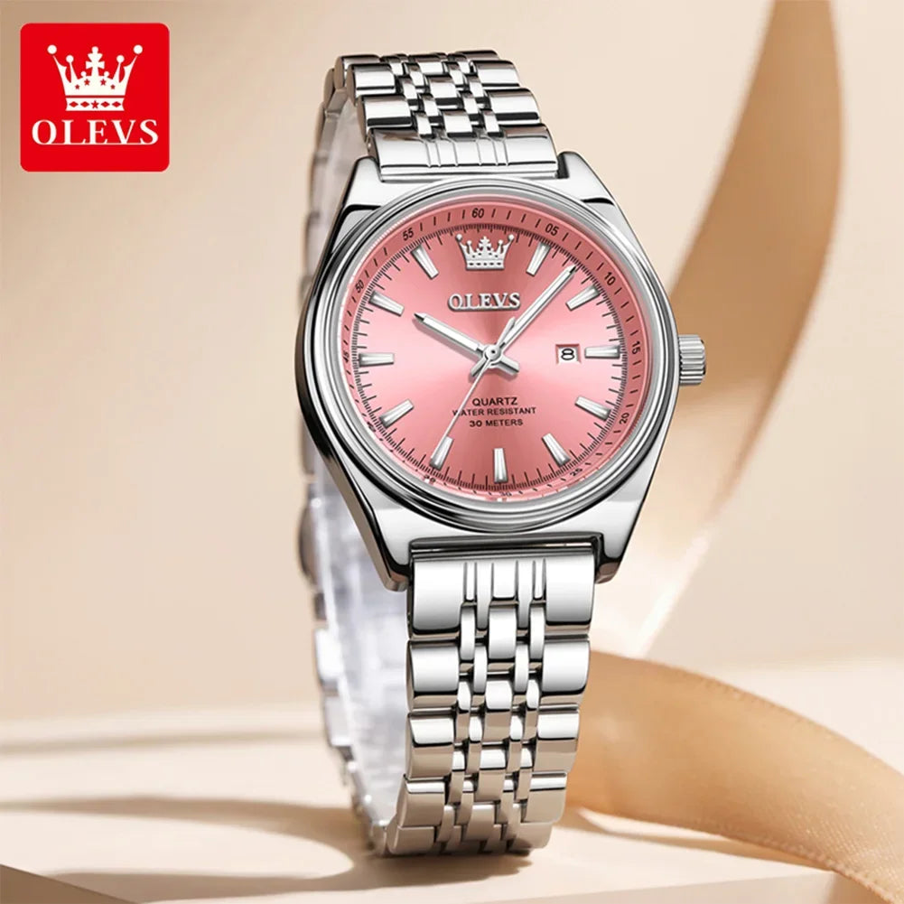 OLEVS 3703 Orologio da donna Orologio al quarzo con calendario di lusso Orologio da polso da donna impermeabile con specchio ad alta durezza 30M