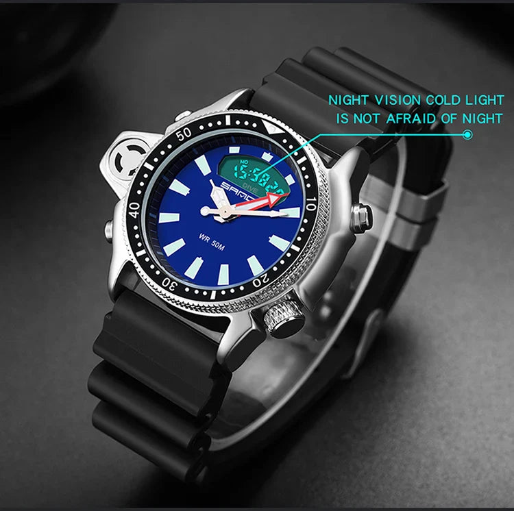 SANDA Sport orologio digitale al quarzo da uomo orologi subacquei creativi orologio da uomo con allarme impermeabile orologio con doppio Display Relogio Masculino