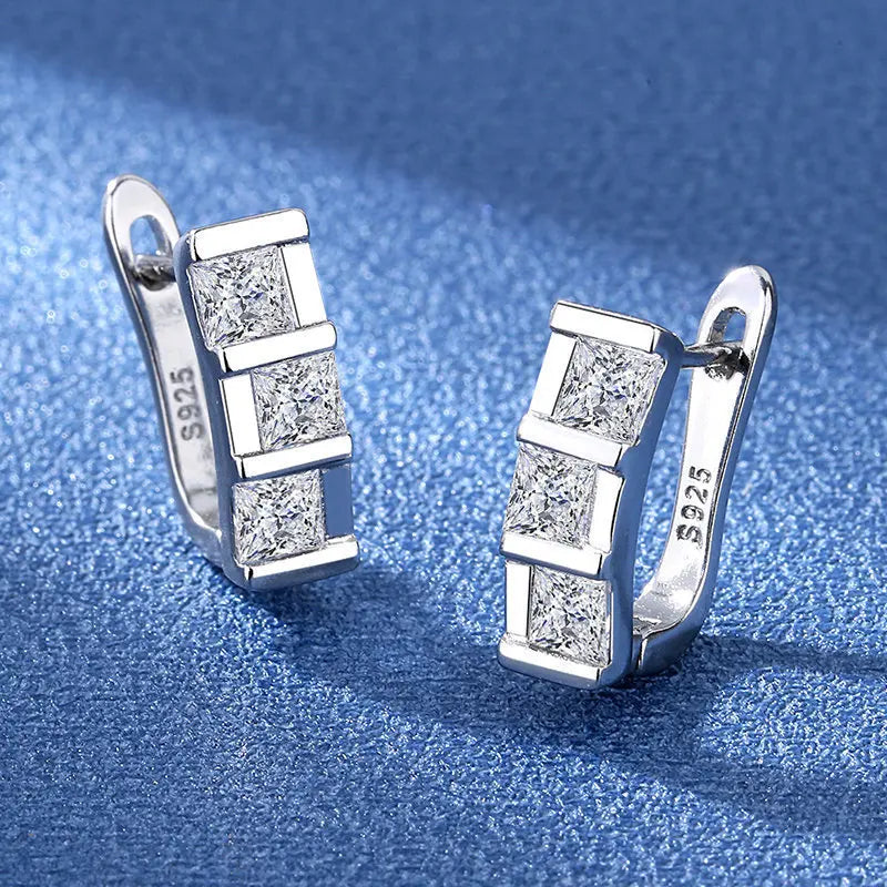 Orecchini in argento sterling 925 gioielli di alta qualità retrò modello semplice orecchini con zirconi bianchi viola vendita calda