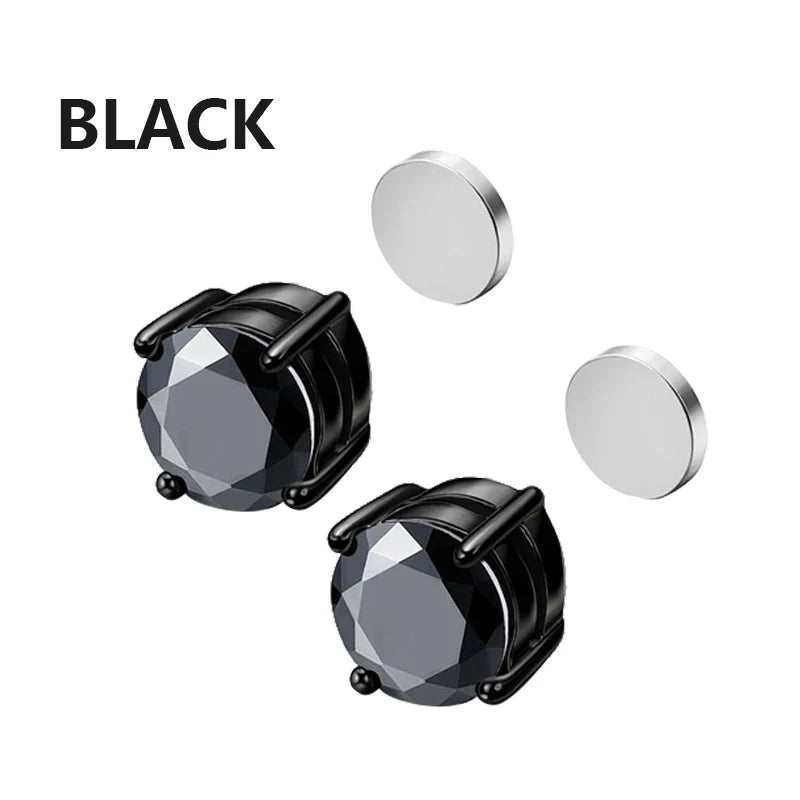 1/16 paia di orecchini a bottone magnetici da uomo in acciaio inossidabile con croce Non penetrante orecchini a cerchio Unisex CZ Magnet Clip on Earring