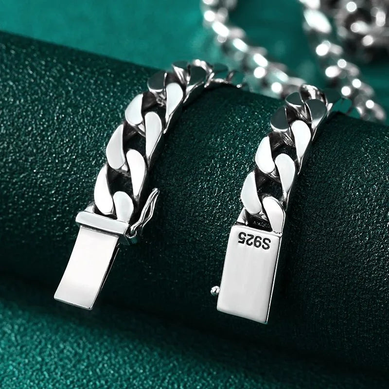100% S925 Collana in argento sterling Bracciale Punk S925 Gioielli in argento Non sbiadisce mai Carry certificato Uomo Donna Gioielli Regali