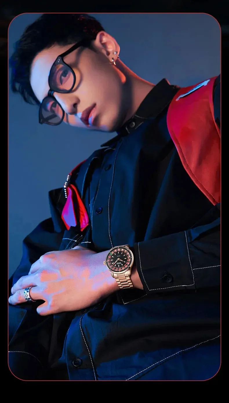 Mark Fairwhale 5031 Nuovo orologio al quarzo da uomo di marca superiore quadrante digitale rotante intrattenimento freddo orologio da notte impermeabile reloj