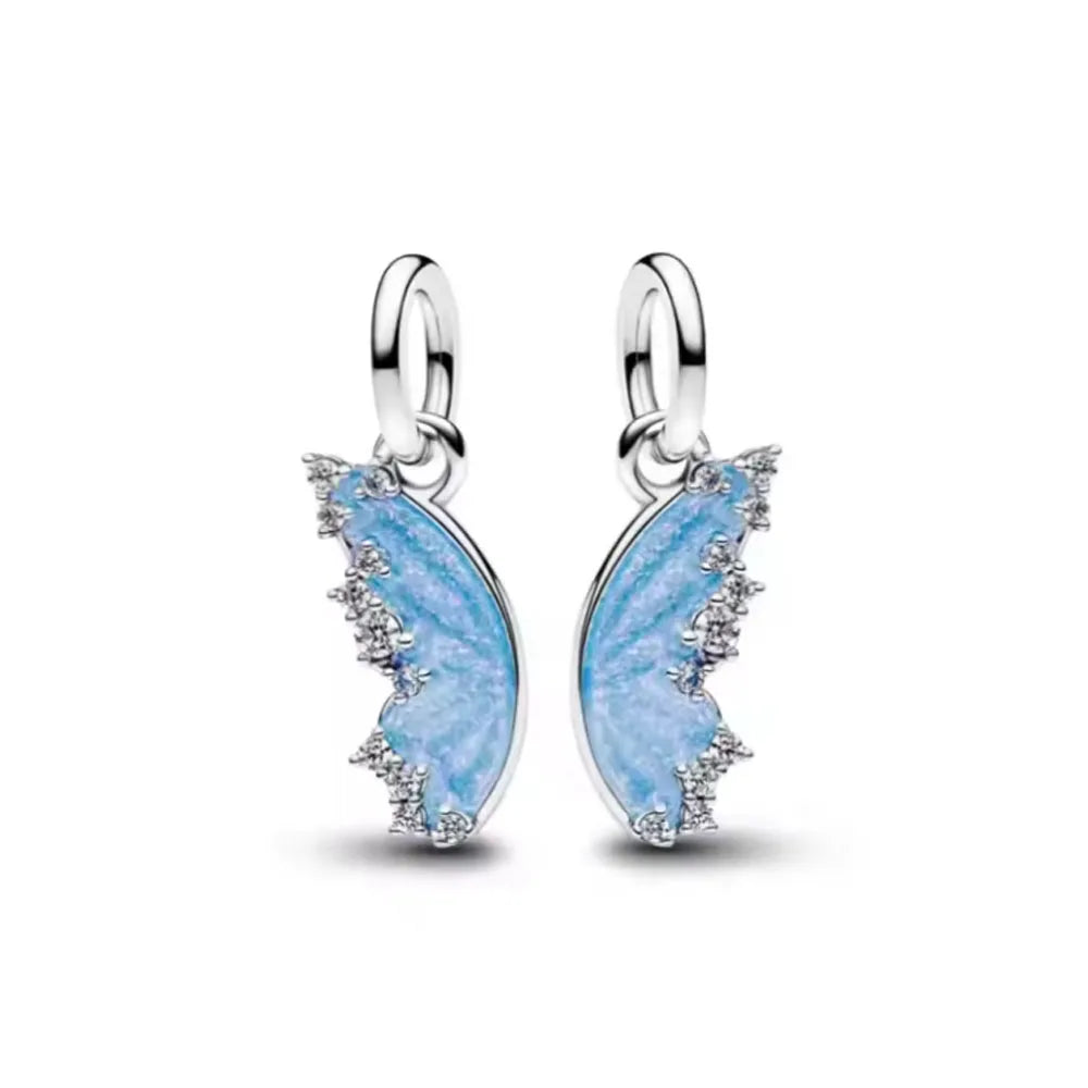 2025 Orecchini a cerchio in cristallo per le donne Orecchini gioielli Farfalla rosa Bule Moon Star Orecchini originali in argento sterling 925