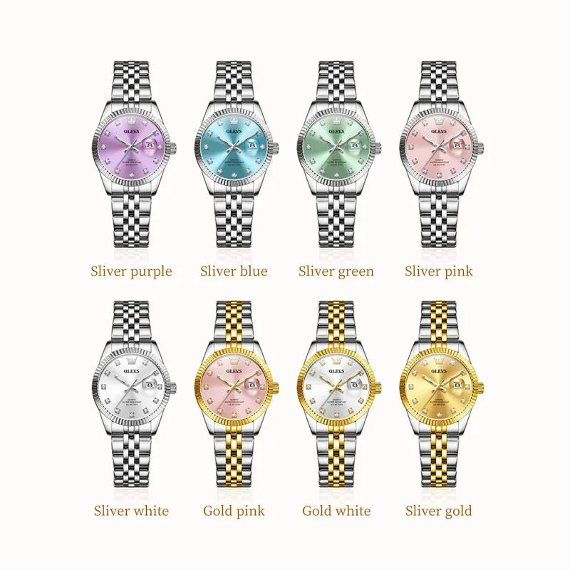OLEVS Orologio da donna Nuovo orologio al quarzo 3705 Orologio da donna con data luminosa impermeabile in acciaio inossidabile Reloj