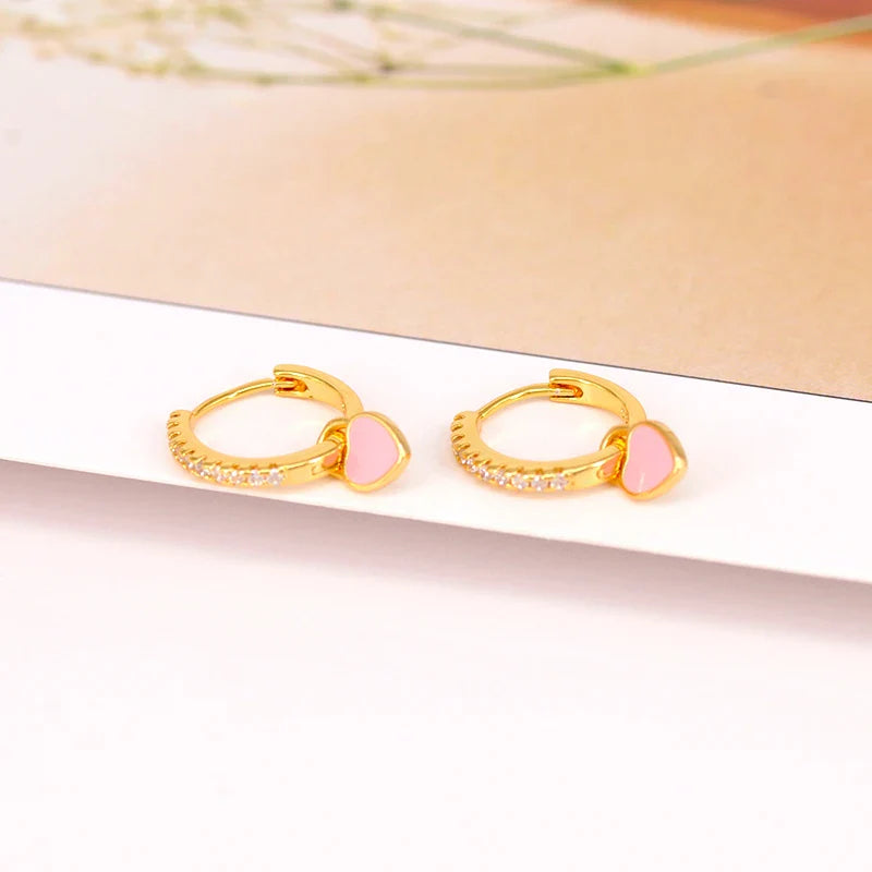 Lussuosa geometria 925 orecchio in argento sterling Ago rosa serie zircone orecchini a cerchio pendenti dolce moda regali di gioielli da sposa