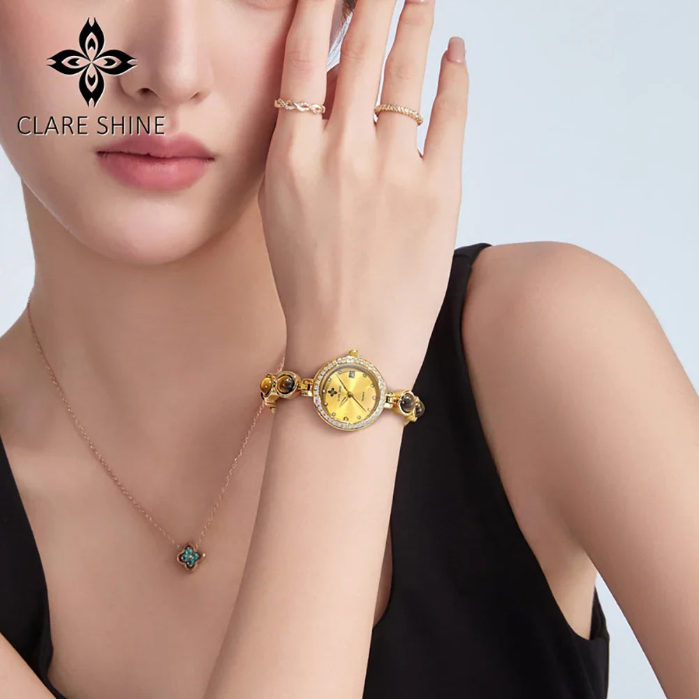 Orologio da donna CLARE SHINE Brand 7708, elegante orologio al quarzo di lusso, impermeabile, con datario, collezione Stellar Eyes.