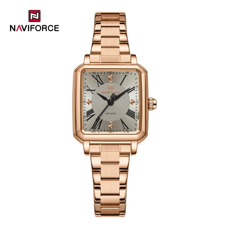 NAVIFORCE Orologio da donna alla moda per donna Orologio da polso da donna casual impermeabile al quarzo in acciaio inossidabile da regalare alla fidanzata 2025