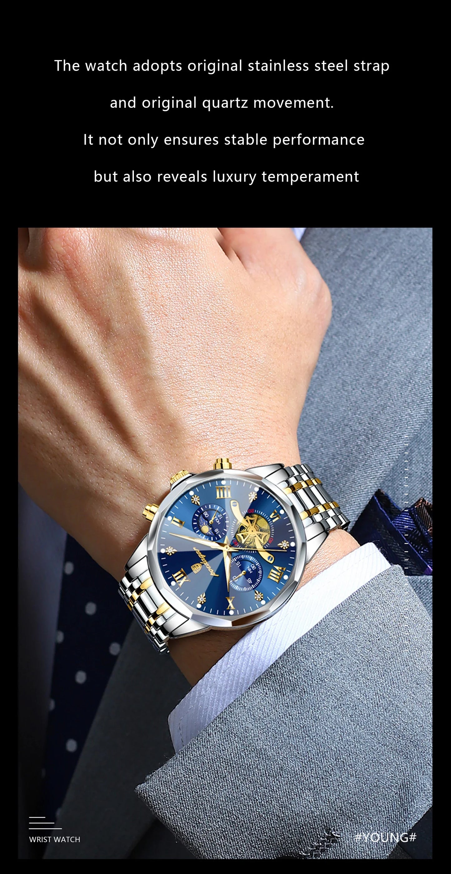 POEDAGAR Orologio da uomo di lusso Top originale impermeabile cronografo luminoso orologio da polso da uomo al quarzo in acciaio inossidabile orologi da uomo Reloj