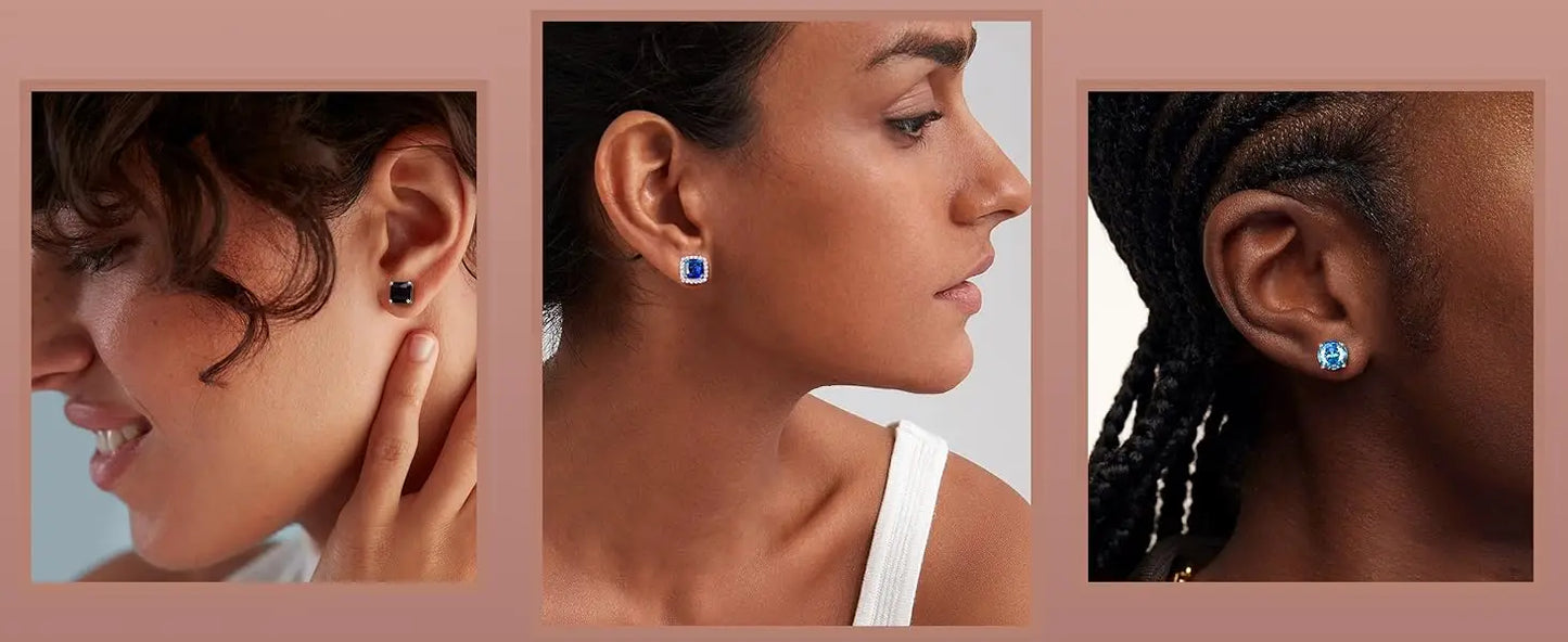Drperfect Orecchini in argento con zirconi cubici per donna Uomo Orecchini a bottone delicati ipoallergenici placcati in oro 14 carati
