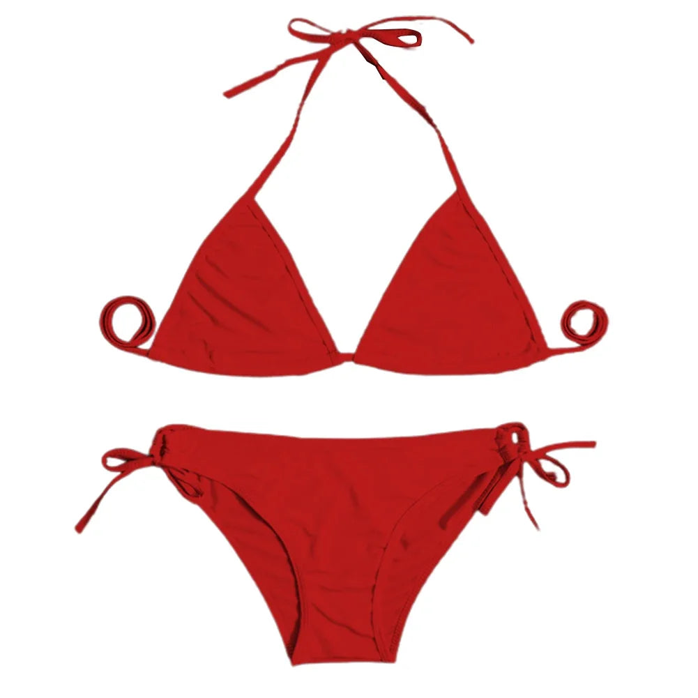 Costume da bagno bikini sexy da donna con perizoma, modello brasiliano con lacci, per l'estate e le vacanze al mare