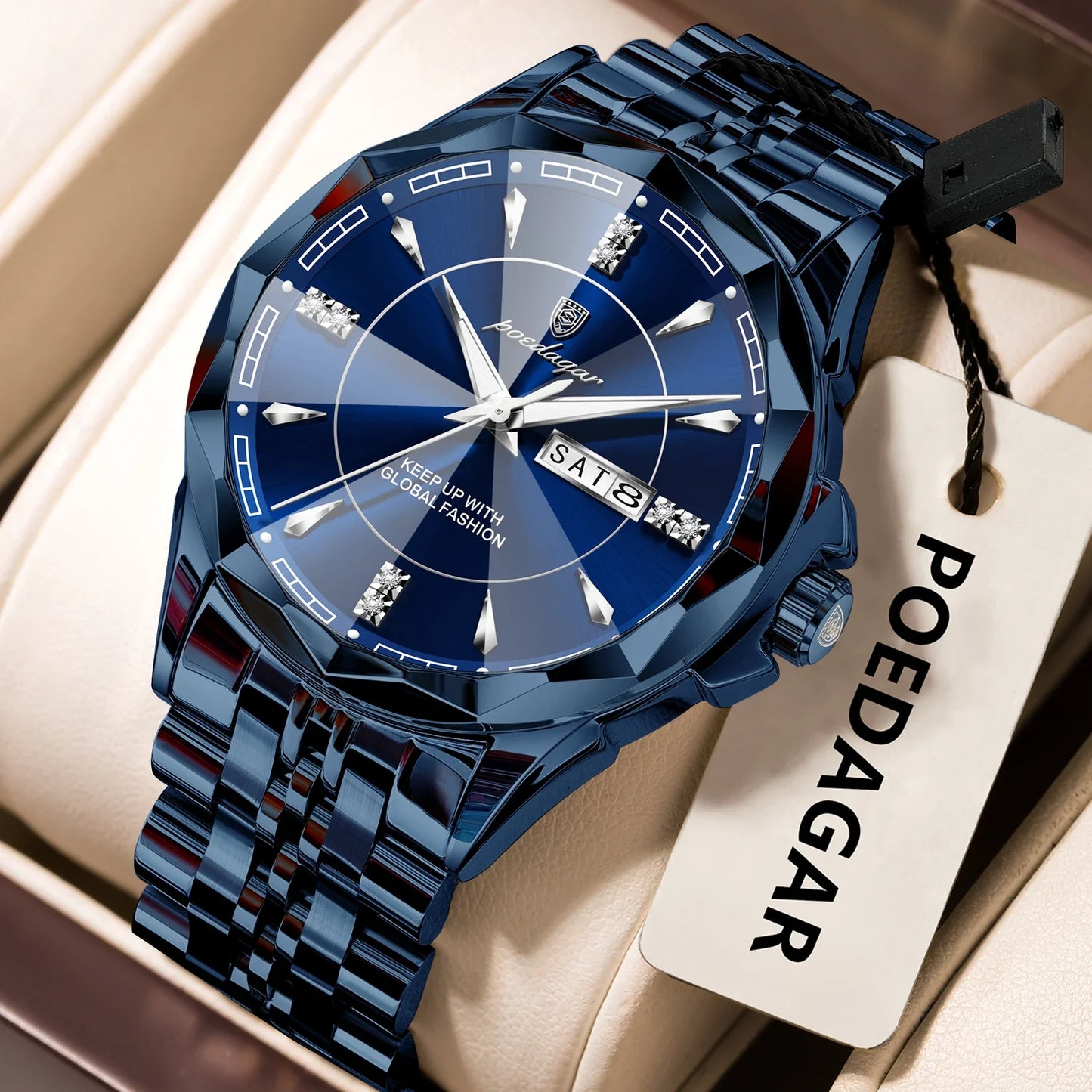 POEDAGAR Orologio da uomo di moda di lusso Top Business Impermeabile luminoso Data Settimana Orologi da uomo Orologio da polso da uomo in acciaio inossidabile al quarzo