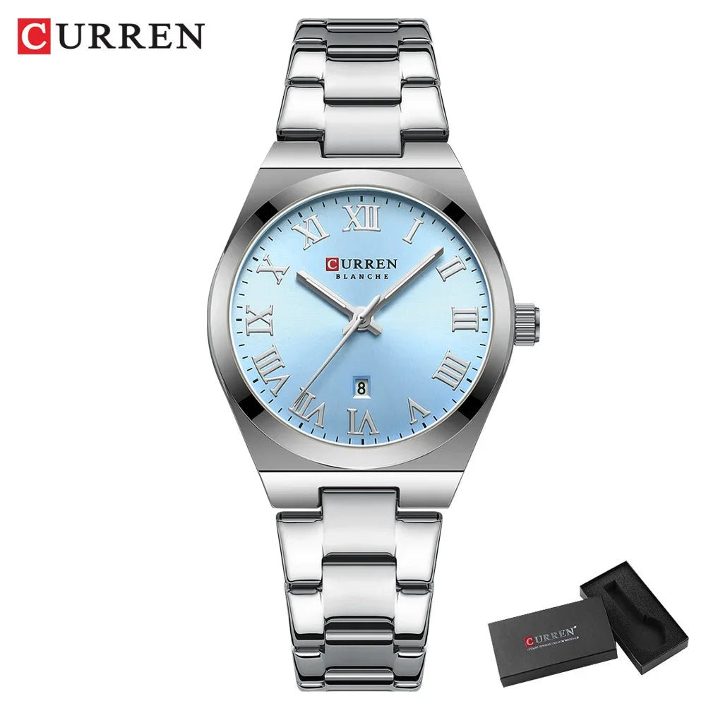 CURREN Orologio da donna, Orologi da donna, Orologi da donna, Abito alla moda impermeabile Bracciale in acciaio inossidabile Orologi analogici Data