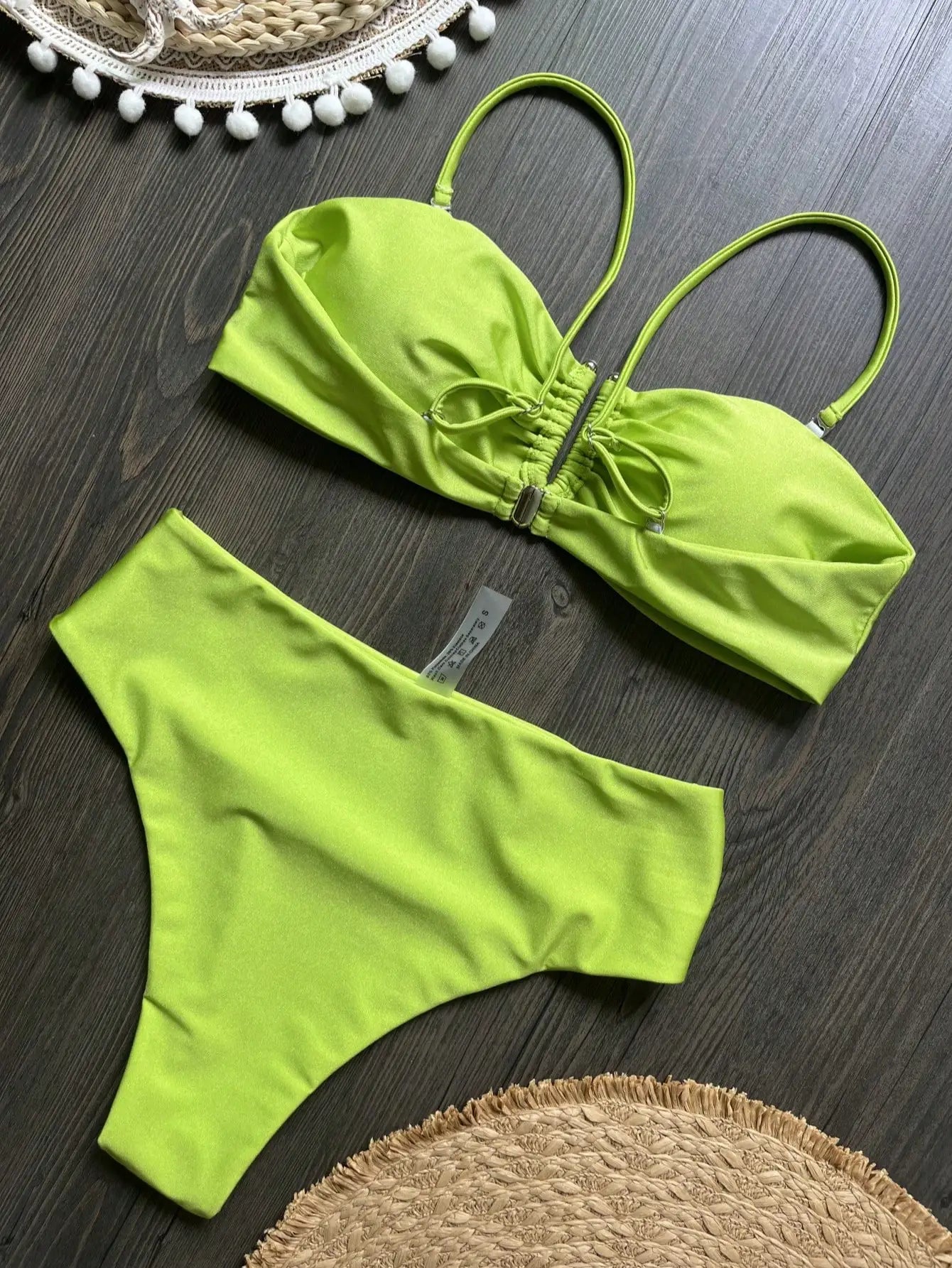 Bikini a Fascia Push-Up Donna 2024, Costume da Bagno Sexy Femminile, Set Bikini Brasiliano con Perizoma, Tinta Unita, Abbigliamento da Spiaggia