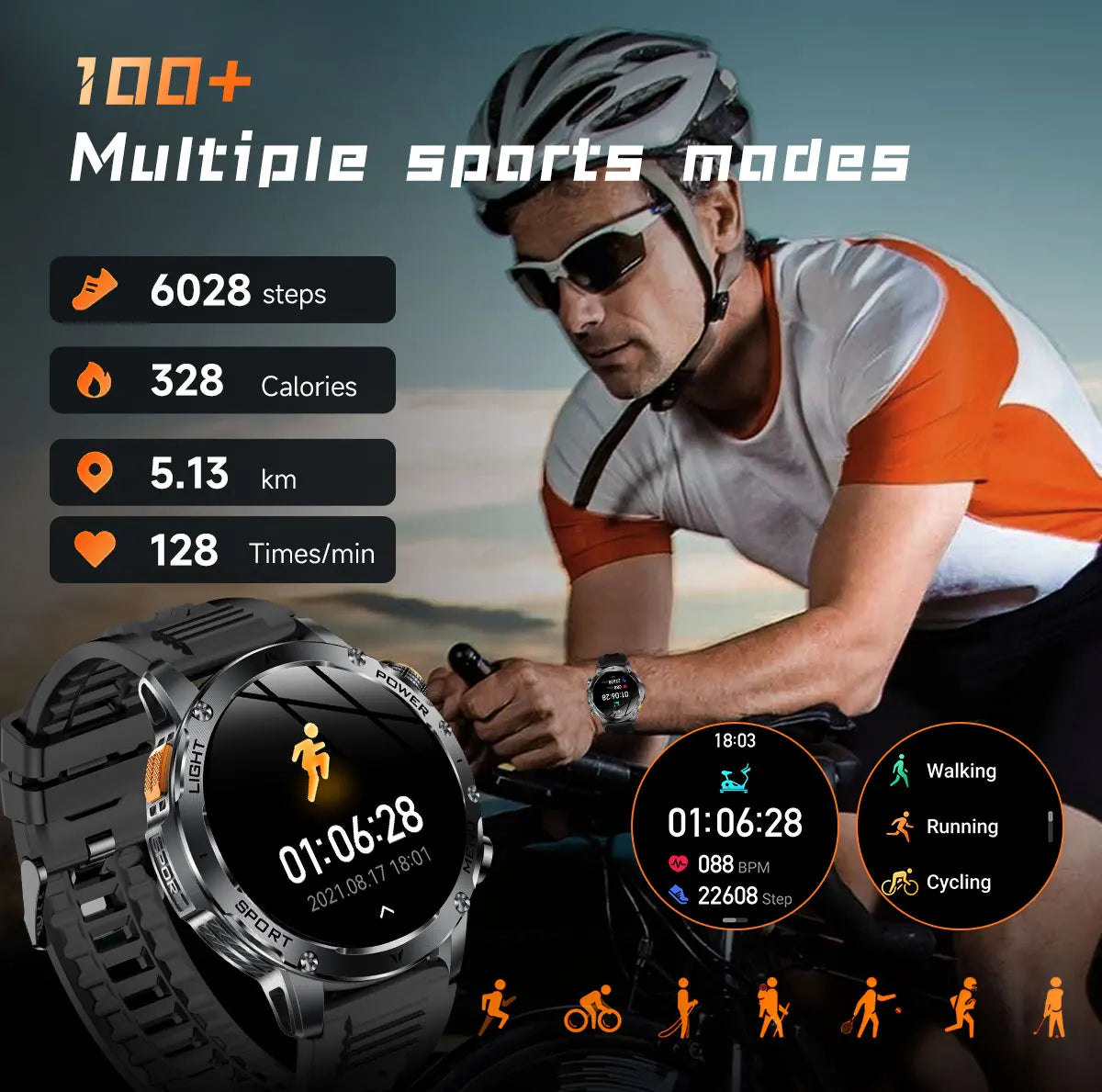 2025 Uomini Schermo AMOLED da 1,7 pollici Astuto Della Vigilanza 1000mAh Batteria Frequenza Cardiaca Chiamata Bluetooth NFC GPS Tracker Sport Fitness Orologi Nuovo