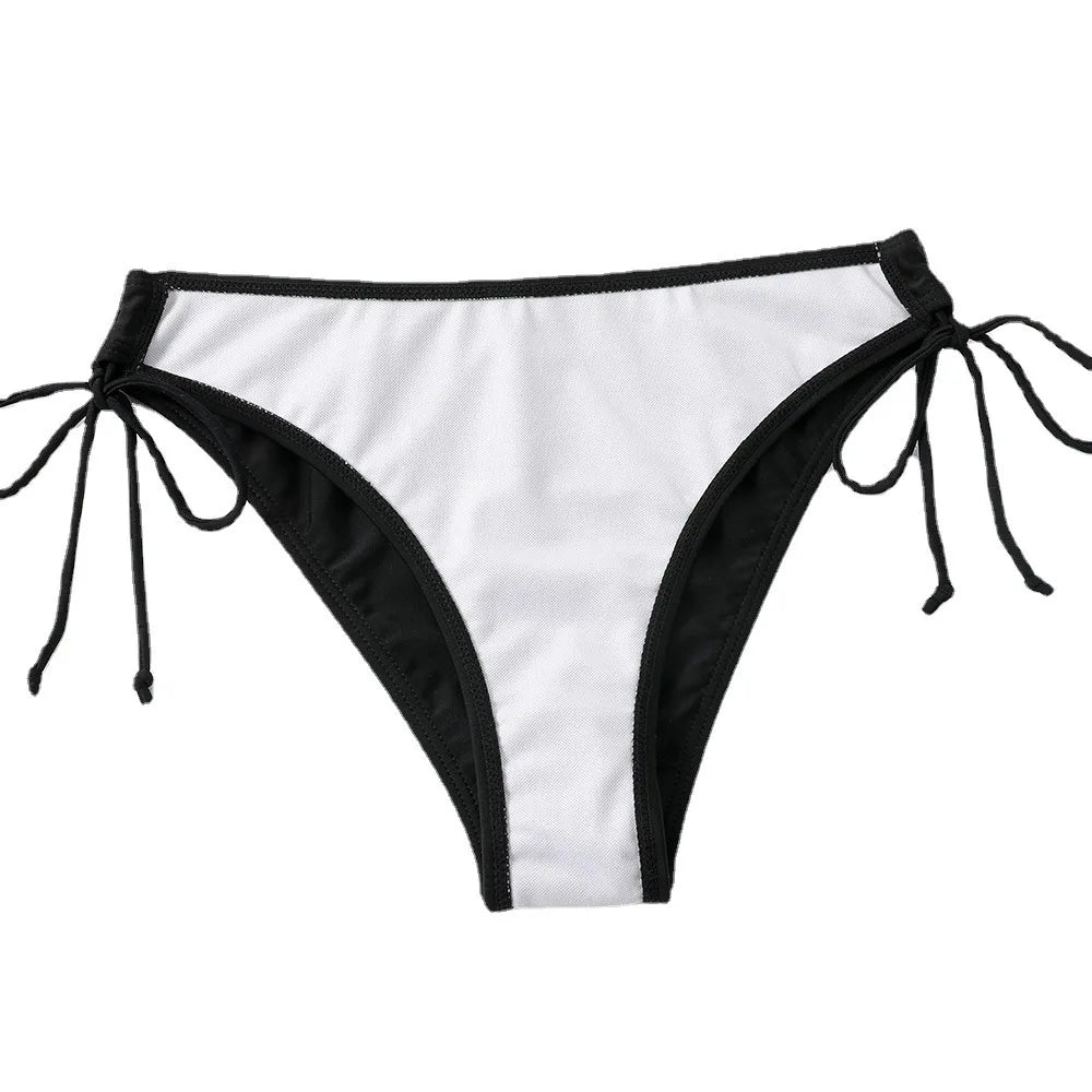 Costume da bagno bikini sexy con laccetti al collo a vita bassa nero/rosso/rosa, due pezzi, stile brasiliano, in saldo