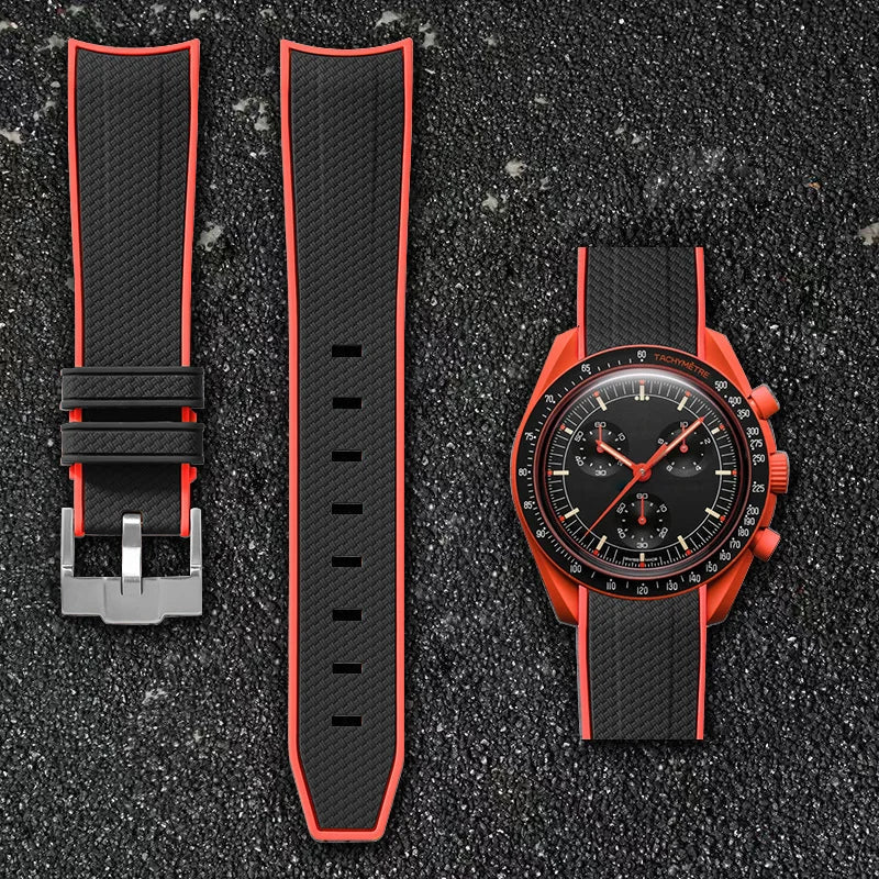 Per Omega Swatch 20mm Curva cinturino per orologio Speedmaster MoonSwatch Planet Snoopy cinturino cinturino a sgancio rapido braccialetto in gomma