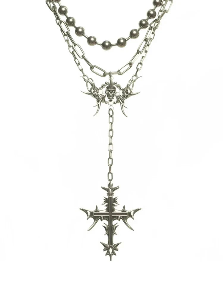 Set di Gioielli Punk Rock per Donne e Uomini, Collane e Anelli con Ciondolo a Croce Gotica, Collezione di Accessori Gioiello Audaci