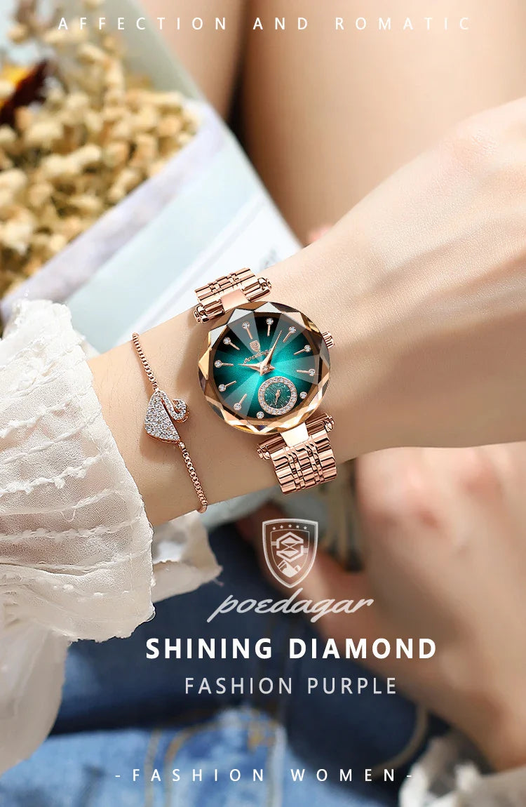 POEDAGAR Orologi al quarzo da donna eleganti di lusso Orologio impermeabile in acciaio inossidabile per donna Orologio da polso da donna alla moda casual reloj