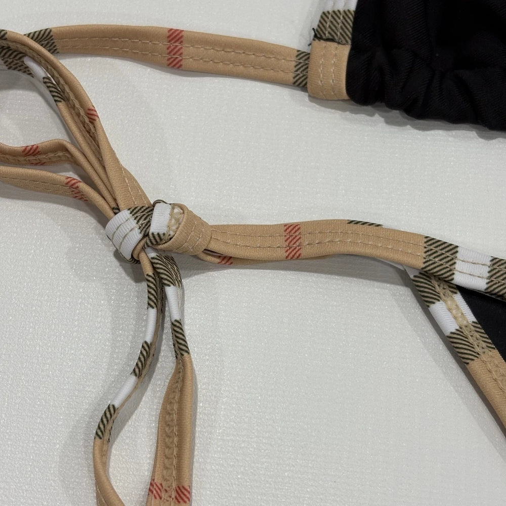 Set Bikini di Lusso a Righe con Halter per Donne, Costume da Bagno Sexy a Due Pezzi, Abbigliamento da Spiaggia alla Moda