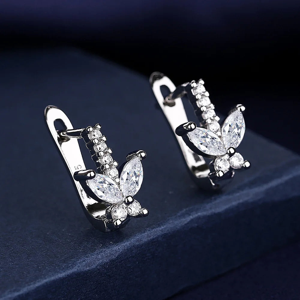 Orecchini in argento sterling 925 gioielli di alta qualità retrò modello semplice orecchini con zirconi bianchi viola vendita calda