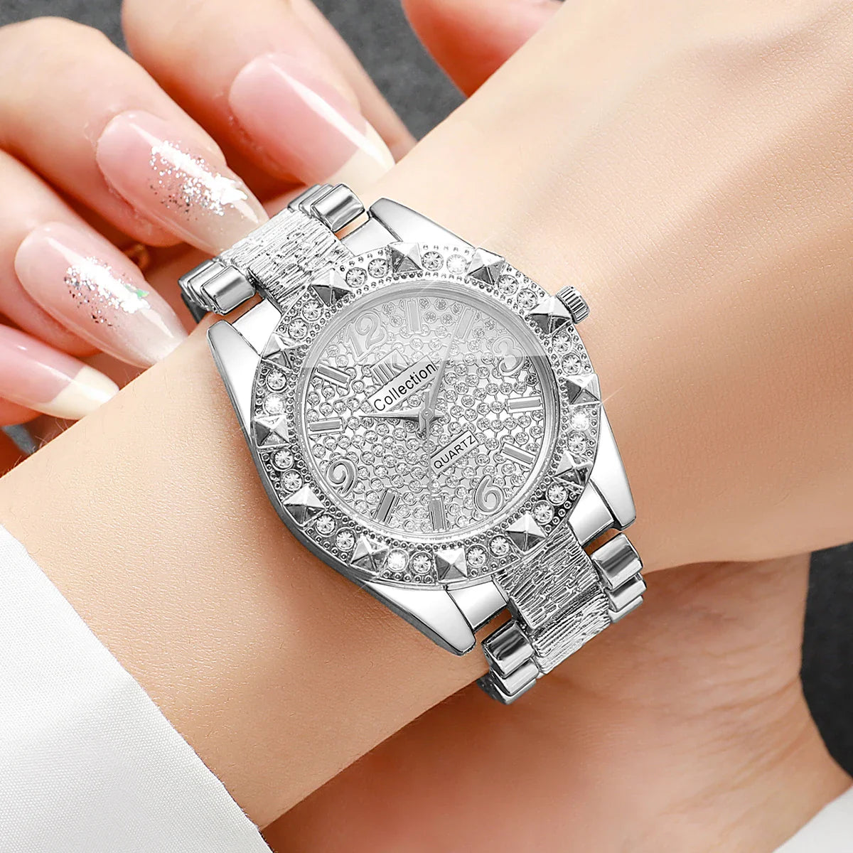 Orologi da donna con diamanti di lusso Orologio da polso al quarzo da donna con quadrante arabo alla moda Reloj Mujer Orologio da ragazza regalo (senza scatola)