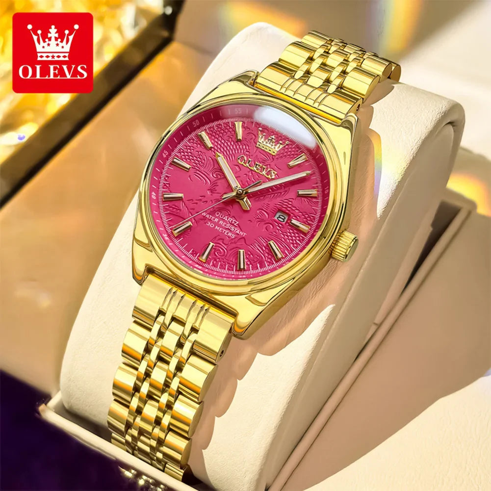 Orologio OLEVS 3703 da donna, elegante orologio al quarzo da donna, marca di alta gamma, impermeabile, luminoso, con calendario, orologio da polso di lusso per signora.