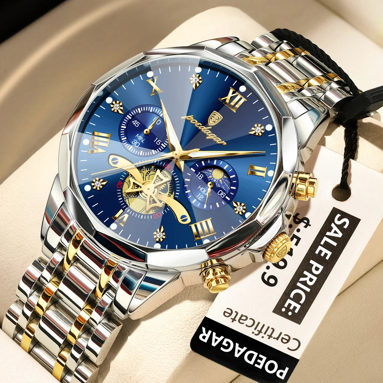 POEDAGAR Orologio da uomo di lusso Top originale impermeabile cronografo luminoso orologio da polso da uomo al quarzo in acciaio inossidabile orologi da uomo Reloj