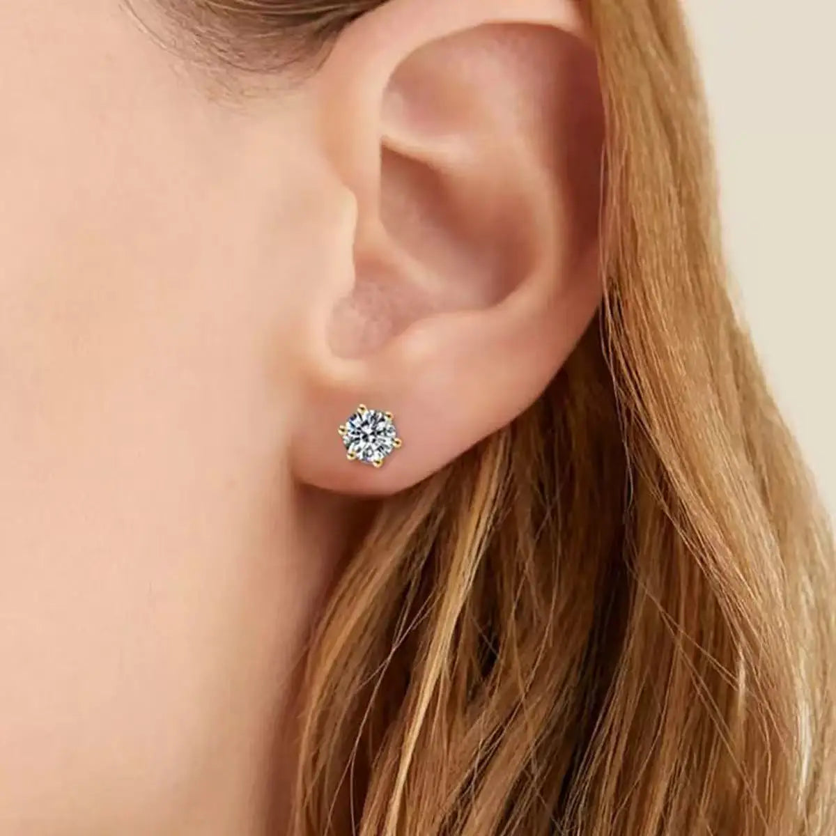 Orecchini a lobo QMSHR con moissanite da 0,5-2 carati, placcati oro giallo 18K, in argento 925, per matrimonio, gioielli da donna e uomo con certificato GRA