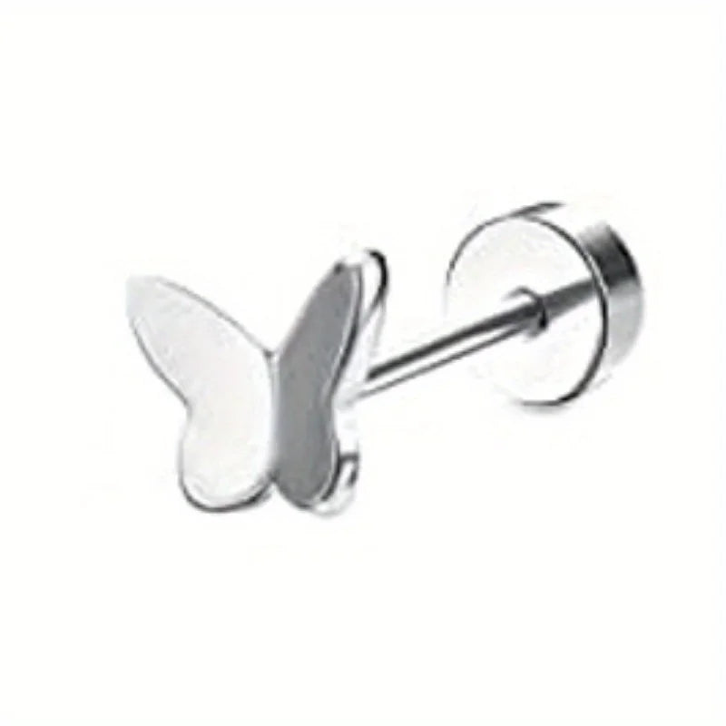 Drperfect 1pc orecchini chirurgici in acciaio inossidabile per donna uomo orecchini con retro piatto orecchini con cartilagine orecchini a cerchio con Piercing